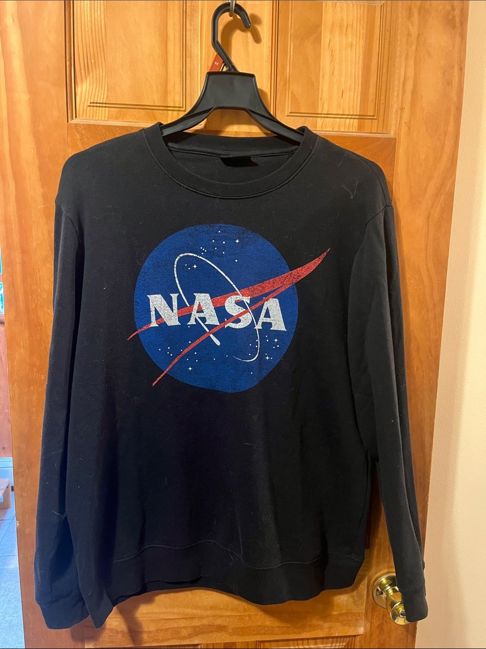 NASA Black Crewneck Sweatshirt — Men's Graphic Pullover